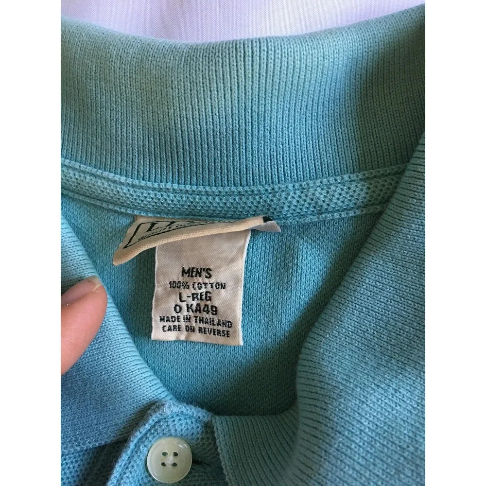 LL Bean Polo Shirt Mens Large Teal Green Pique Knit‎ Short Sleeve Golf Classic - Picture 7 of 12